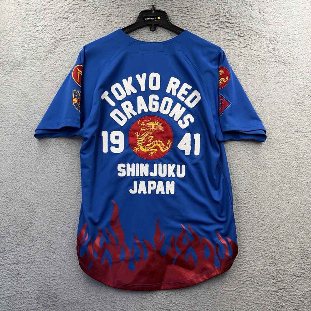 IRO OCHI Men's Size XL Blue Tokyo Red Dragons Embroidered Baseball Jersey